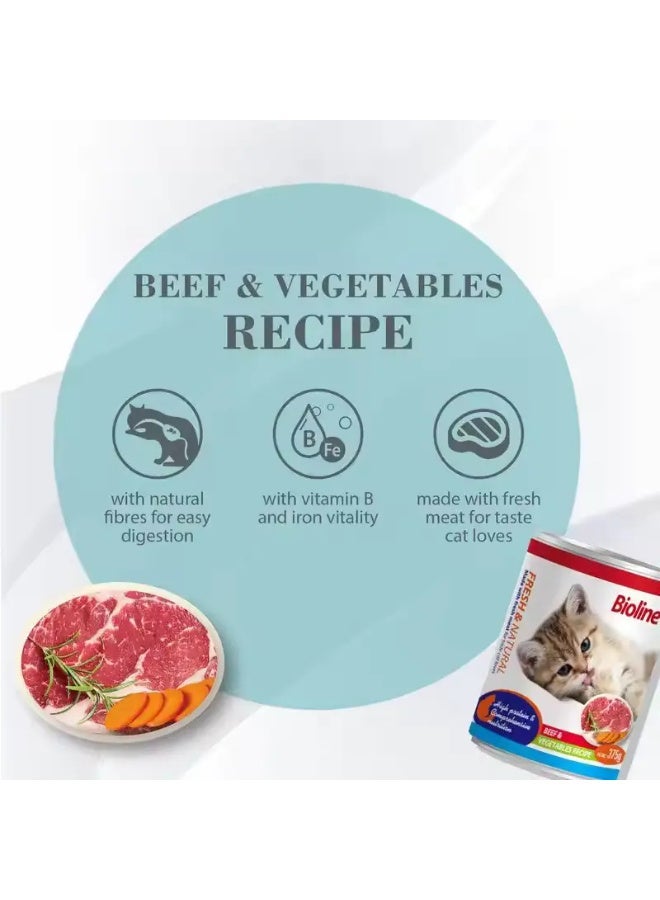 Bioline Canned Cat Food 375g  - Beef & Vegetables - Image 3